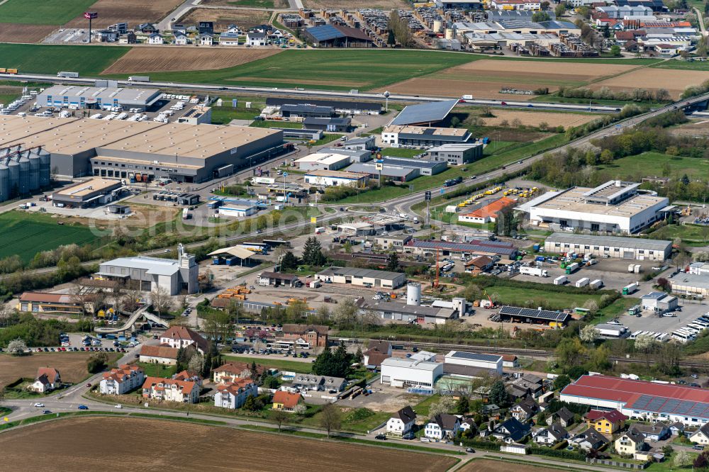 Aerial image Ettenheim - Industrial and commercial area Dyn A5 and Orschweier in Ettenheim in the state Baden-Wurttemberg, Germany