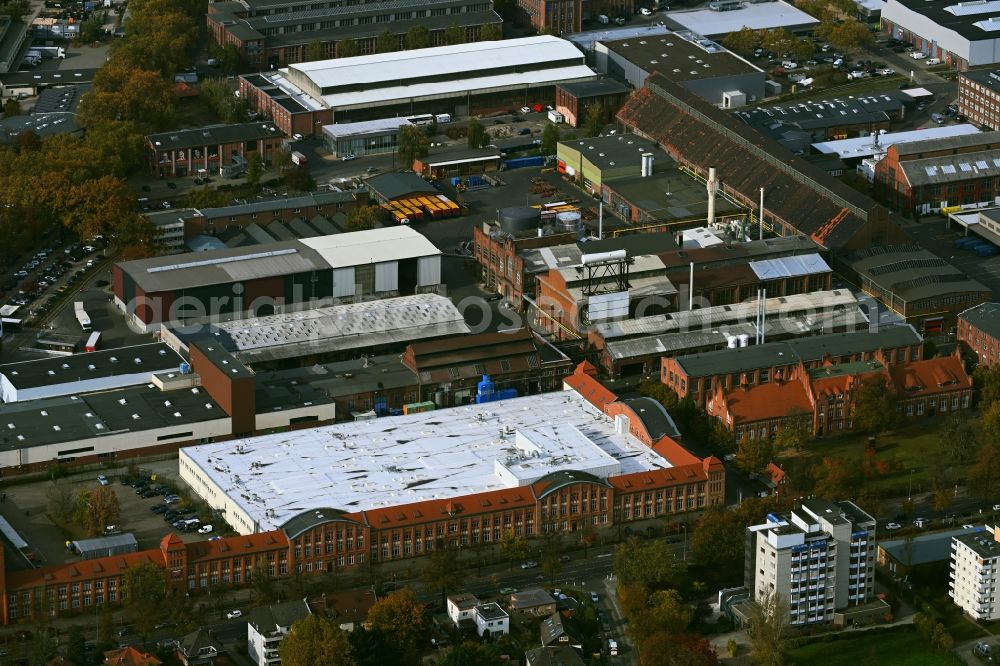 Berlin from the bird's eye view: Industrial and commercial area on Eichborndamm in the district Reinickendorf in the district Borsigwalde in Berlin, Germany