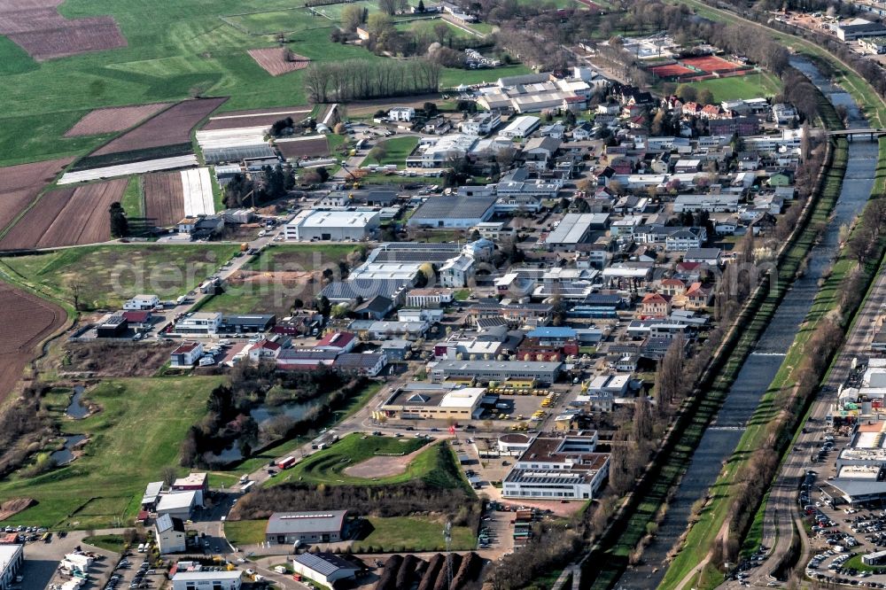 Aerial photograph Emmendingen - Industrial and commercial area on Elzdonm in Emmendingen in the state Baden-Wurttemberg, Germany