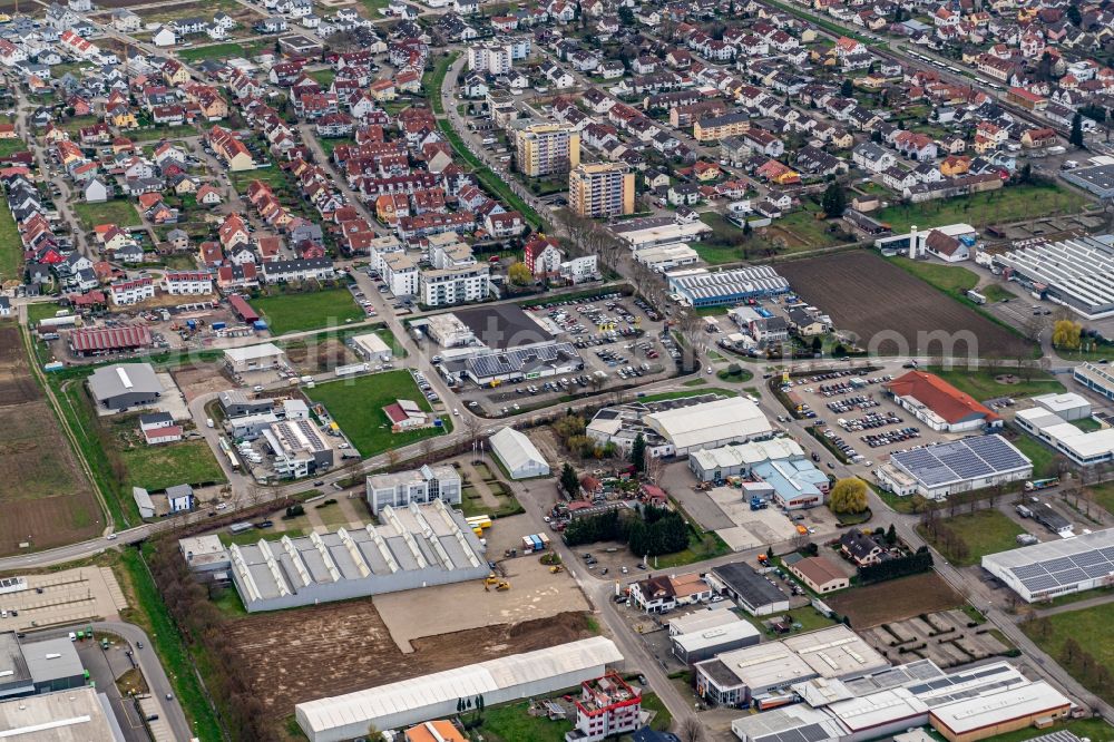 Aerial image Endingen am Kaiserstuhl - Industrial and commercial area in Endingen am Kaiserstuhl in the state Baden-Wuerttemberg, Germany