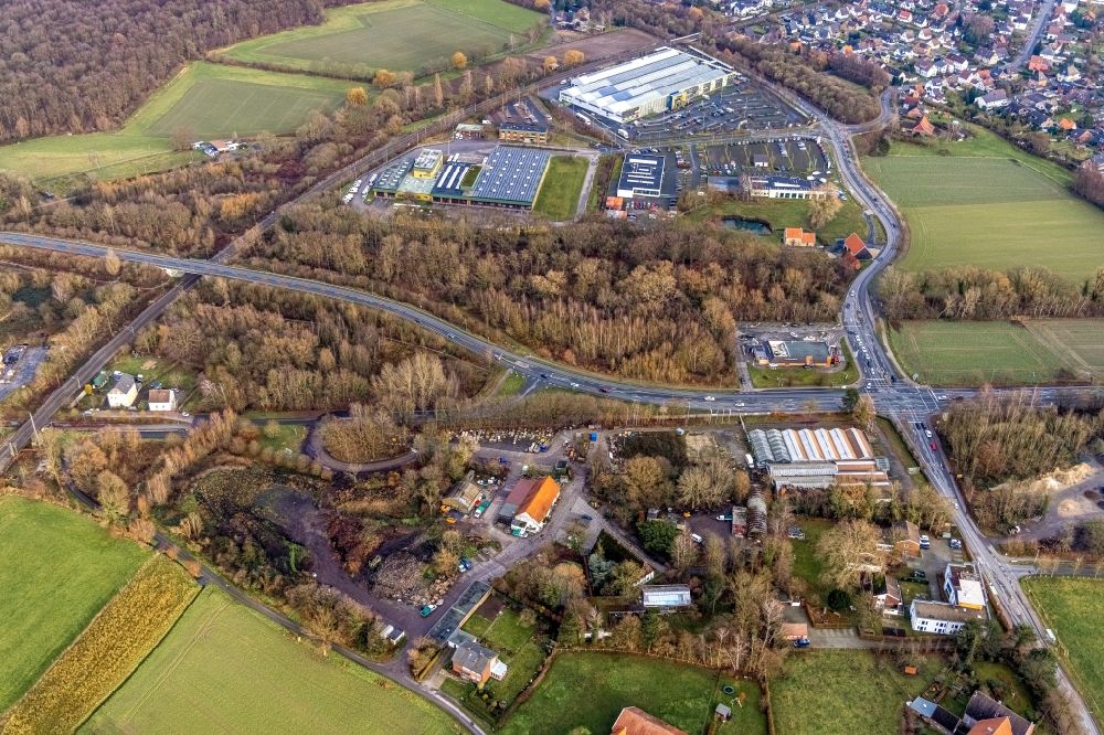 Aerial photograph Hamm - Industrial and commercial area along the Dr.-Loeb-Caldenhof-Strasse in the district Westtuennen in Hamm at Ruhrgebiet in the state North Rhine-Westphalia, Germany