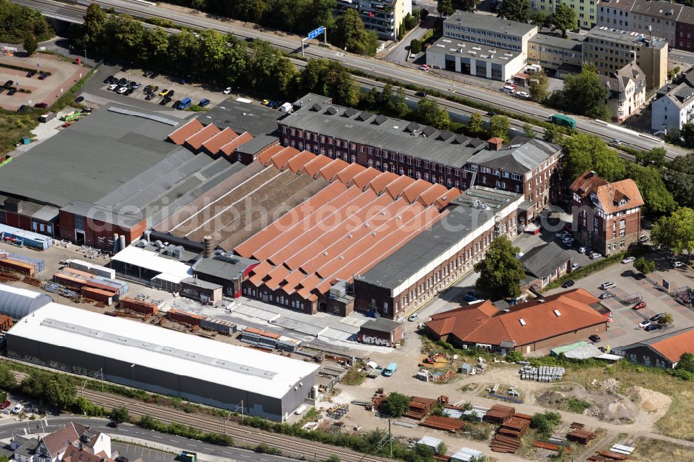 Aerial photograph Essen - Industrial and commercial area on street Hinsbecker Loeh in the district Kupferdreh in Essen at Ruhrgebiet in the state North Rhine-Westphalia, Germany