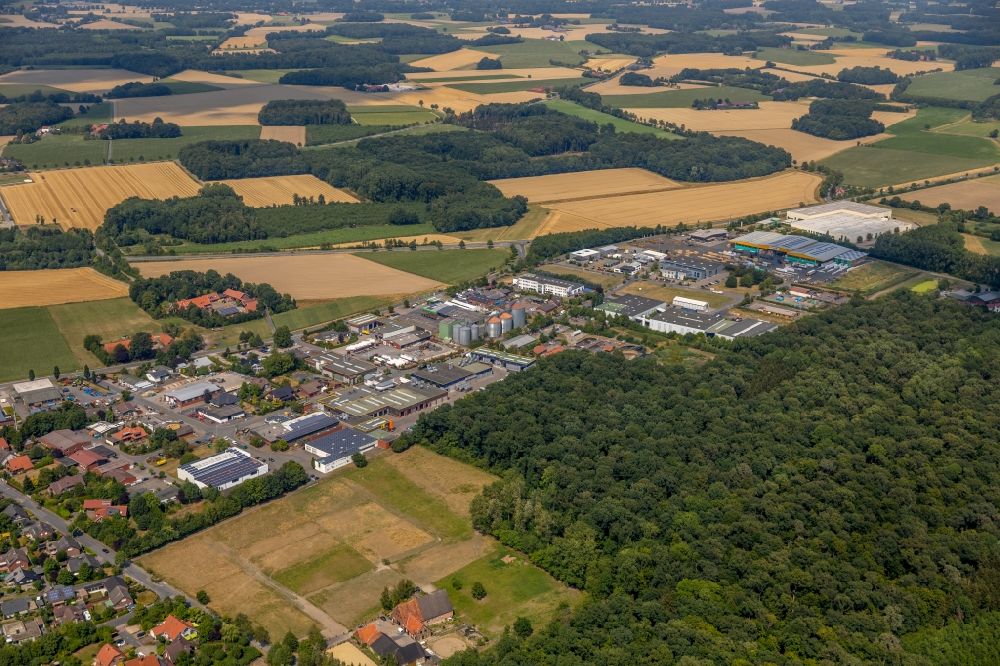 Aerial photograph Everswinkel - Industrial and commercial area along the Freckenhorster Strasse - Boschweg in Everswinkel in the state North Rhine-Westphalia, Germany