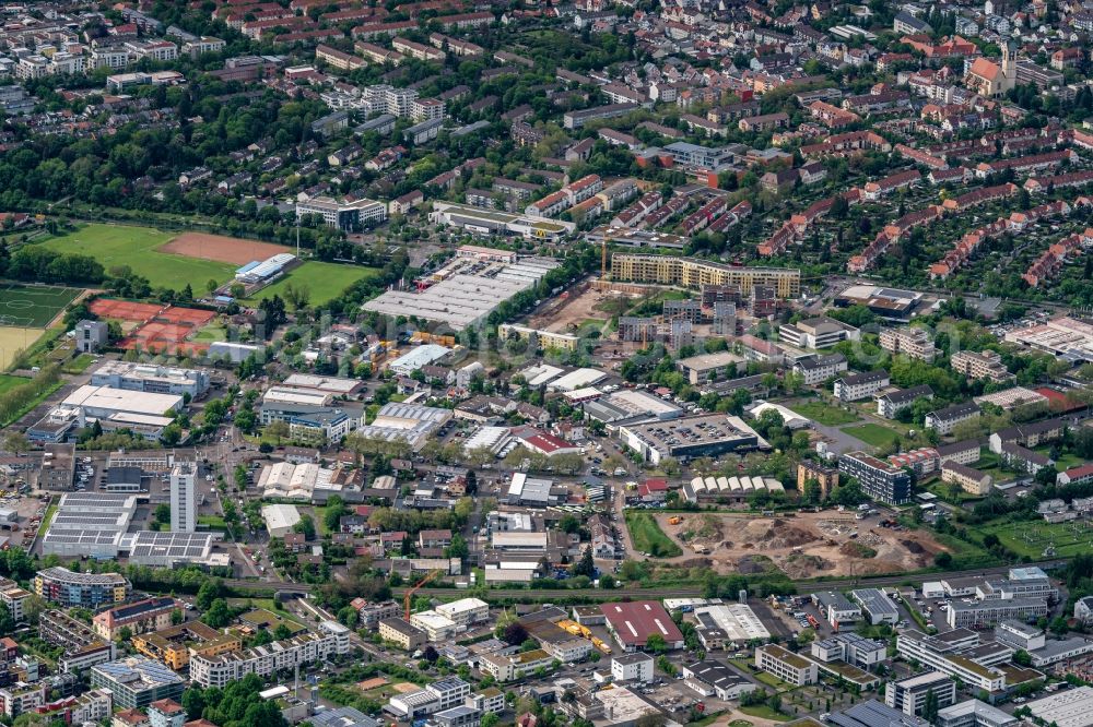 Aerial image Haslach - Industrial and commercial area Freiburg in Breisgau in Ortsteil in Haslach in the state Baden-Wuerttemberg, Germany
