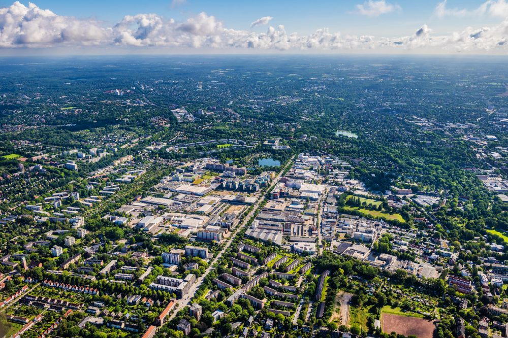 Aerial image Hamburg - Industrial and commercial area on Friedrich-Ebert-Donm in the district Wandsbek on street on street on street Friedrich Erbert Damm in Hamburg, Germany