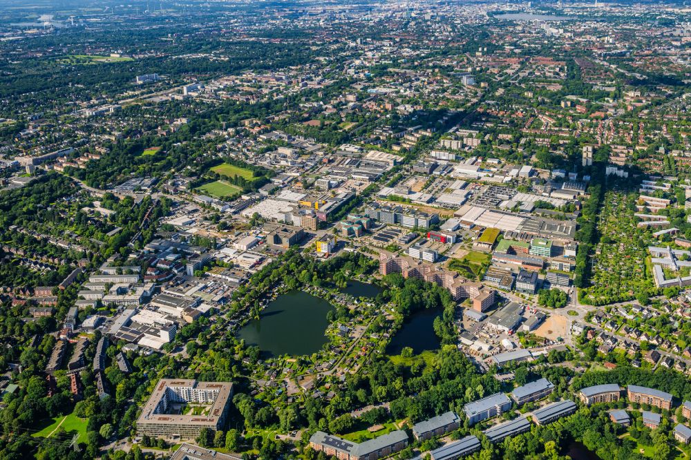 Hamburg from above - Industrial and commercial area on Friedrich-Ebert-Donm in the district Wandsbek on street on street on street Friedrich Erbert Damm in Hamburg, Germany