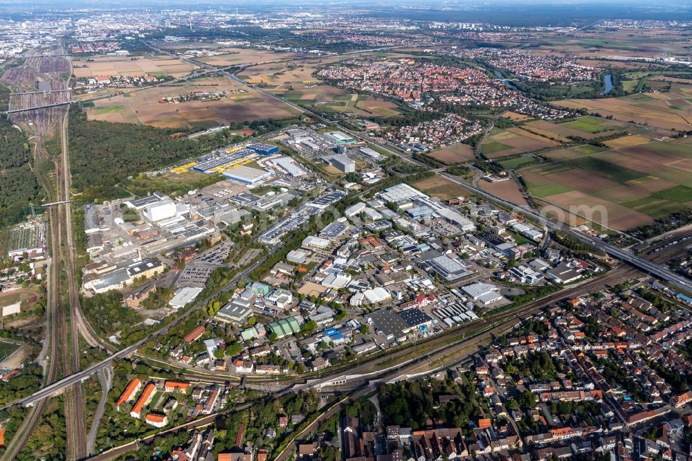 Aerial image Friedrichsfeld - Industrial and commercial area in Friedrichsfeld in the state Baden-Wuerttemberg, Germany