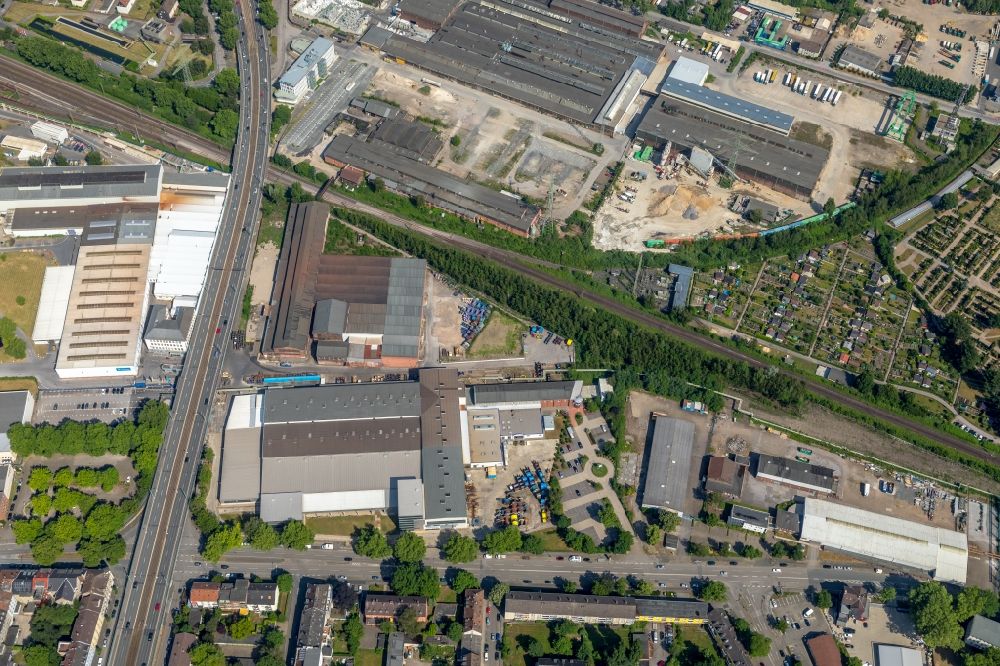 Gelsenkirchen from above - Industrial and commercial area on Kurt-Schumacher-Strasse in Gelsenkirchen in the state North Rhine-Westphalia, Germany