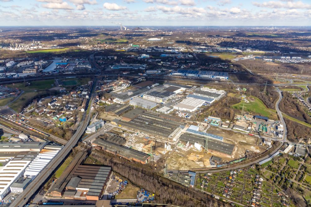 Aerial image Gelsenkirchen - Industrial and commercial area on the Hochkampstrasse - Wiesmannstrasse in Gelsenkirchen in the state North Rhine-Westphalia, Germany