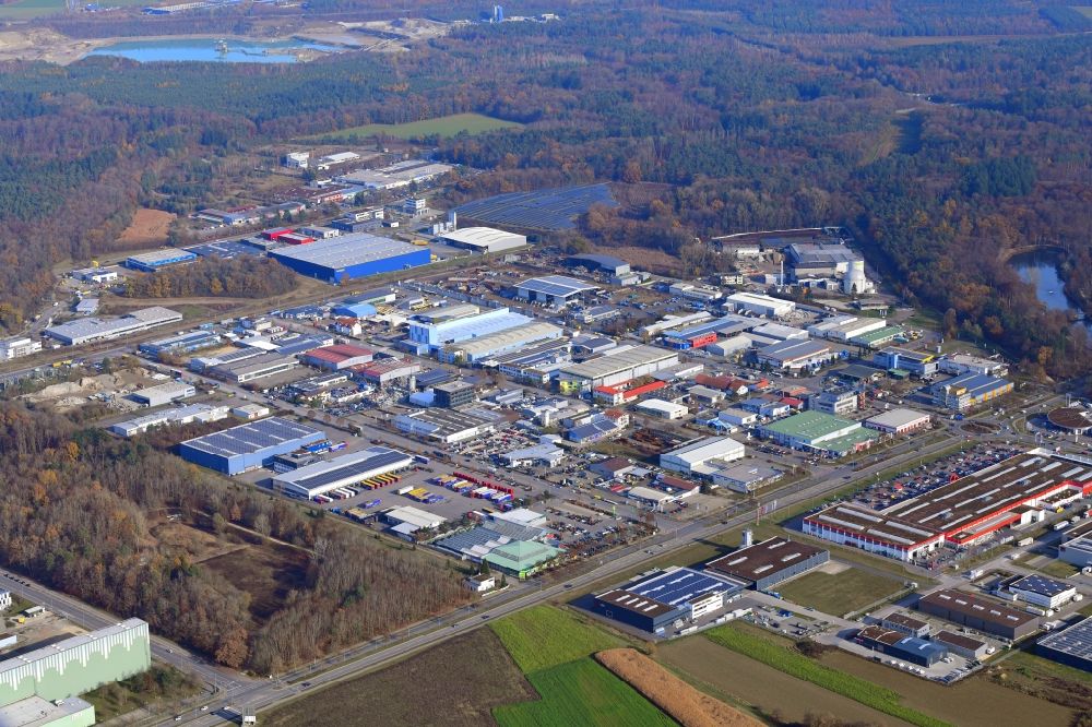 Singen (Hohentwiel) from the bird's eye view: Industrial and commercial area on Georg-Fischer-Strasse in Singen (Hohentwiel) in the state Baden-Wuerttemberg, Germany