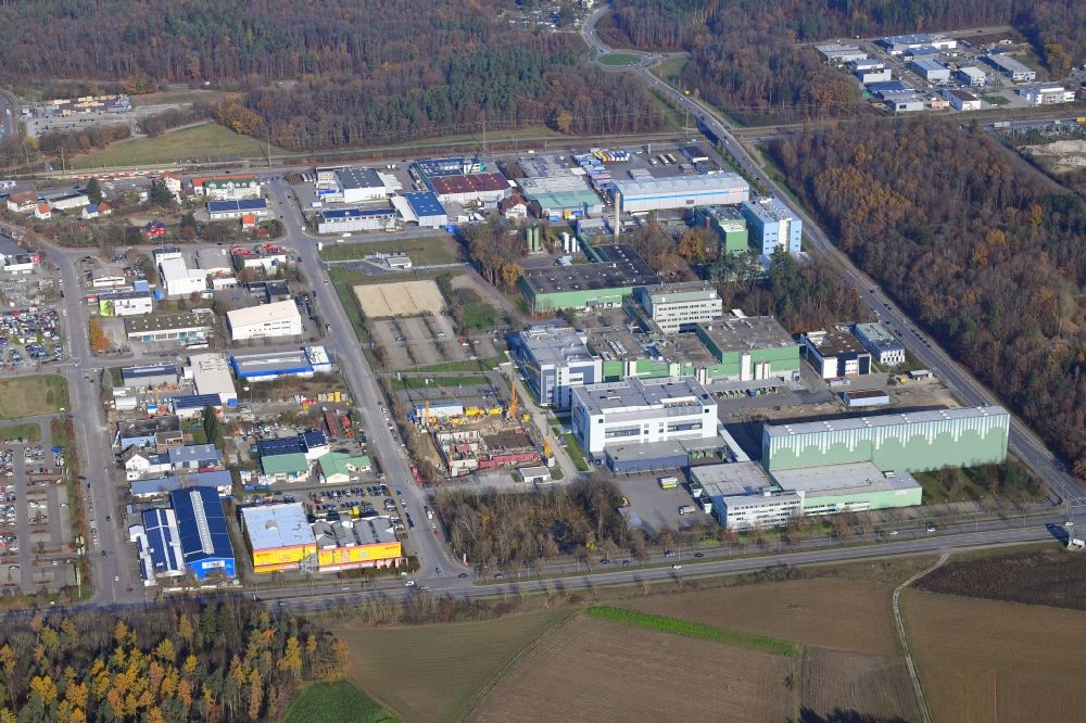 Aerial image Singen (Hohentwiel) - Industrial and commercial area on Georg-Fischer-Strasse in Singen (Hohentwiel) in the state Baden-Wuerttemberg, Germany