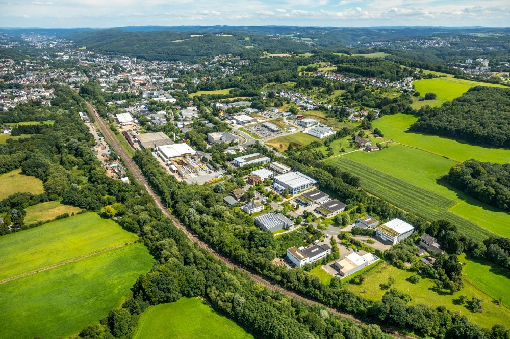 Gevelsberg from the bird's eye view: Industrial and commercial area along the Rosendahler Strasse - Gewerbestrasse in Gevelsberg in the state North Rhine-Westphalia, Germany