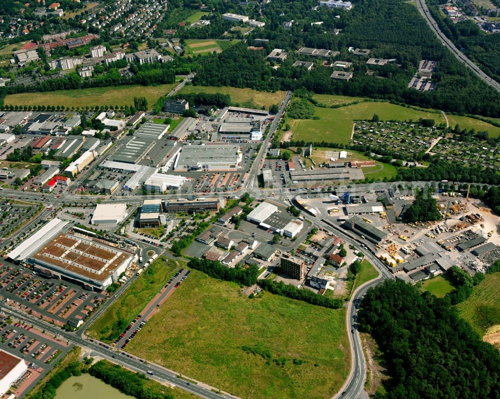 Aerial photograph Gießen - Industrial and commercial area in Gießen in the state Hesse, Germany