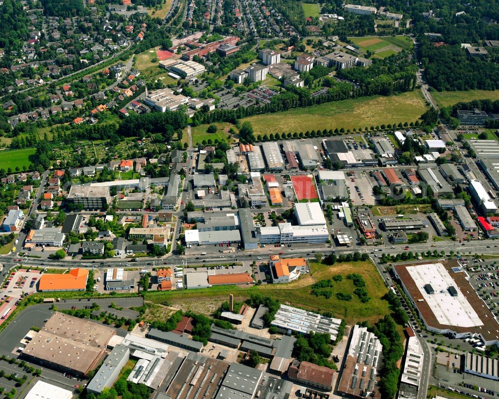 Gießen from above - Industrial and commercial area in Gießen in the state Hesse, Germany