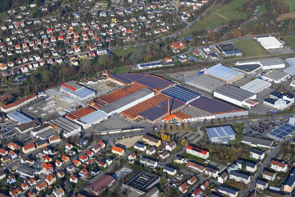 Gottmadingen from above - Industrial and commercial area in Gottmadingen in the state Baden-Wuerttemberg, Germany