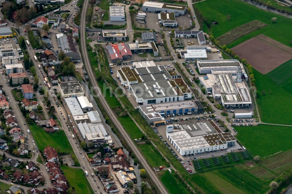 Haslach im Kinzigtal from above - Industrial and commercial area in Haslach im Kinzigtal in the state Baden-Wurttemberg, Germany