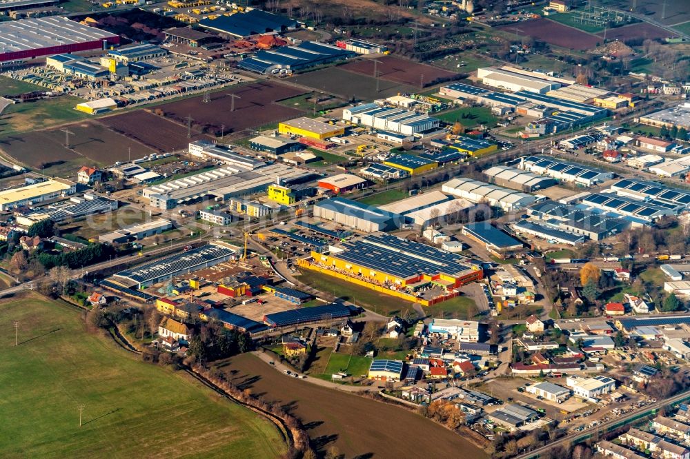 Aerial photograph Herbolzheim - Industrial and commercial area in Herbolzheim in the state Baden-Wurttemberg, Germany