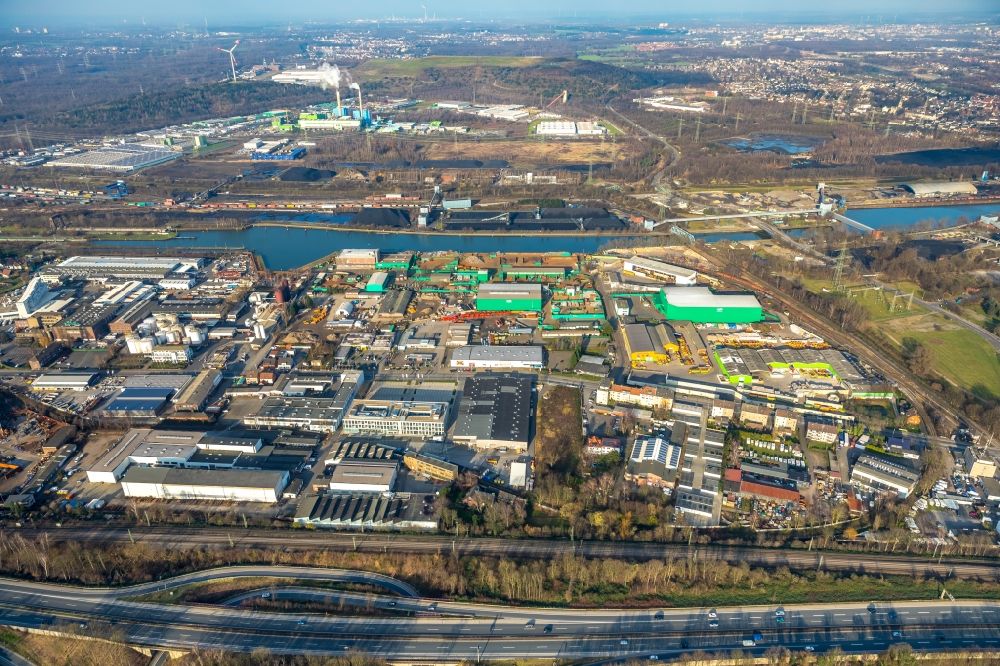 Aerial image Herne - Industrial and commercial area along the Heerstrasse in Herne in the state North Rhine-Westphalia, Germany