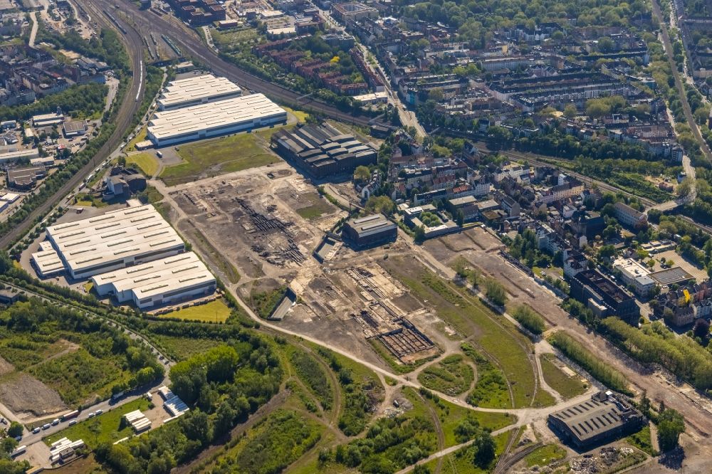 Aerial photograph Dortmund - Industrial and commercial area on Huckarder Strasse in Dortmund at Ruhrgebiet in the state North Rhine-Westphalia, Germany