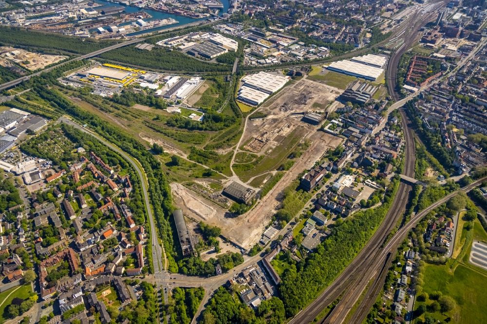 Dortmund from above - Industrial and commercial area on Huckarder Strasse in Dortmund at Ruhrgebiet in the state North Rhine-Westphalia, Germany