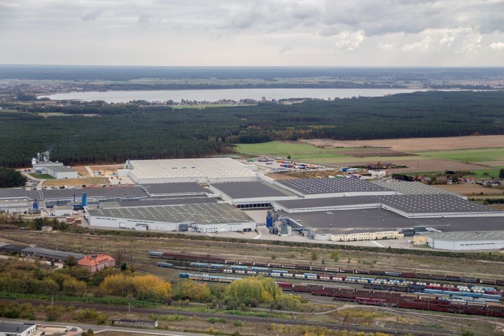 Babimost from the bird's eye view: Industrial and commercial area IKEA Industrie in Babimost in lubuskie, Poland