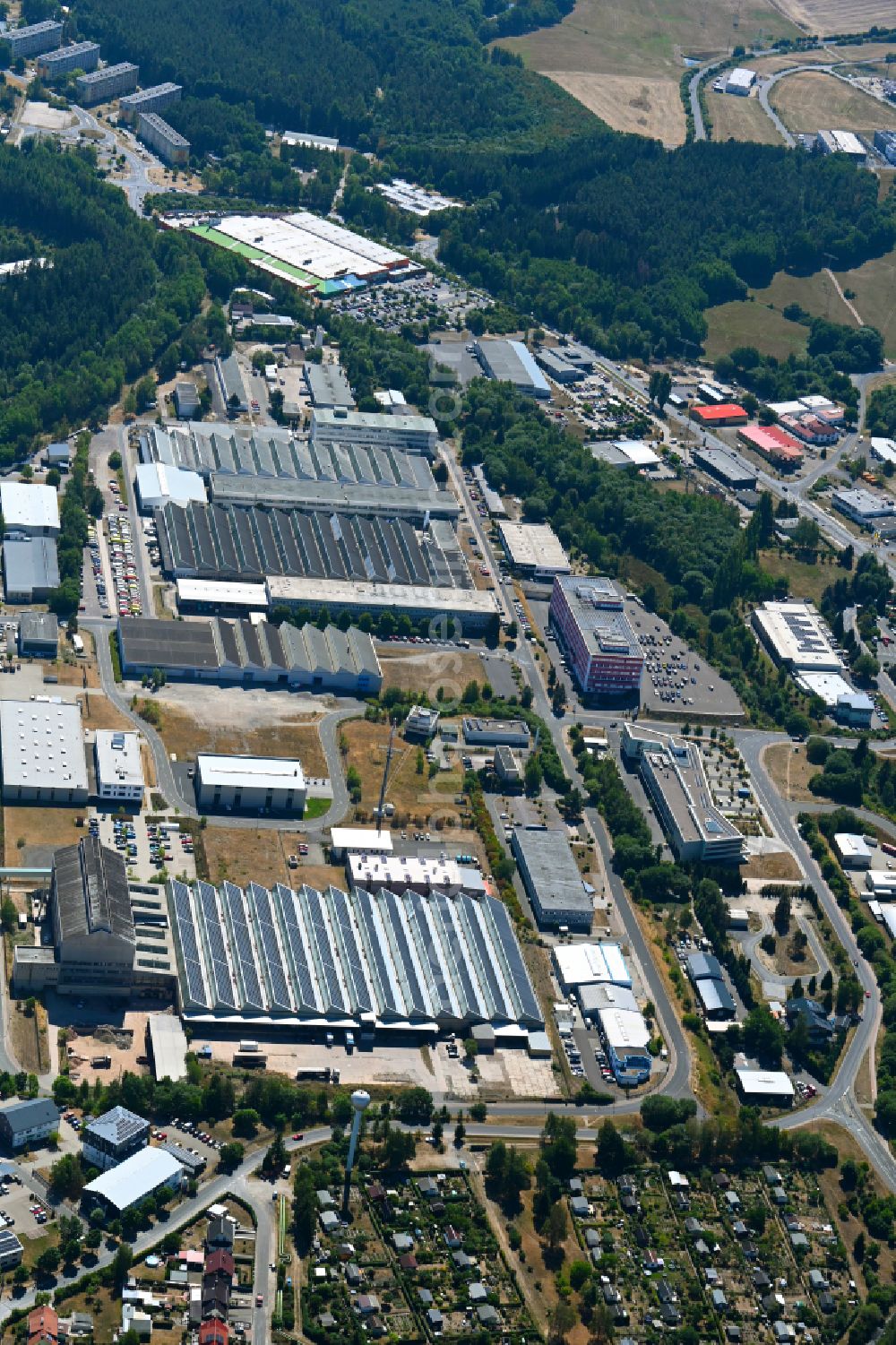 Aerial photograph Ilmenau - Industrial and commercial area on street Am Vogelherd in Ilmenau in the state Thuringia, Germany