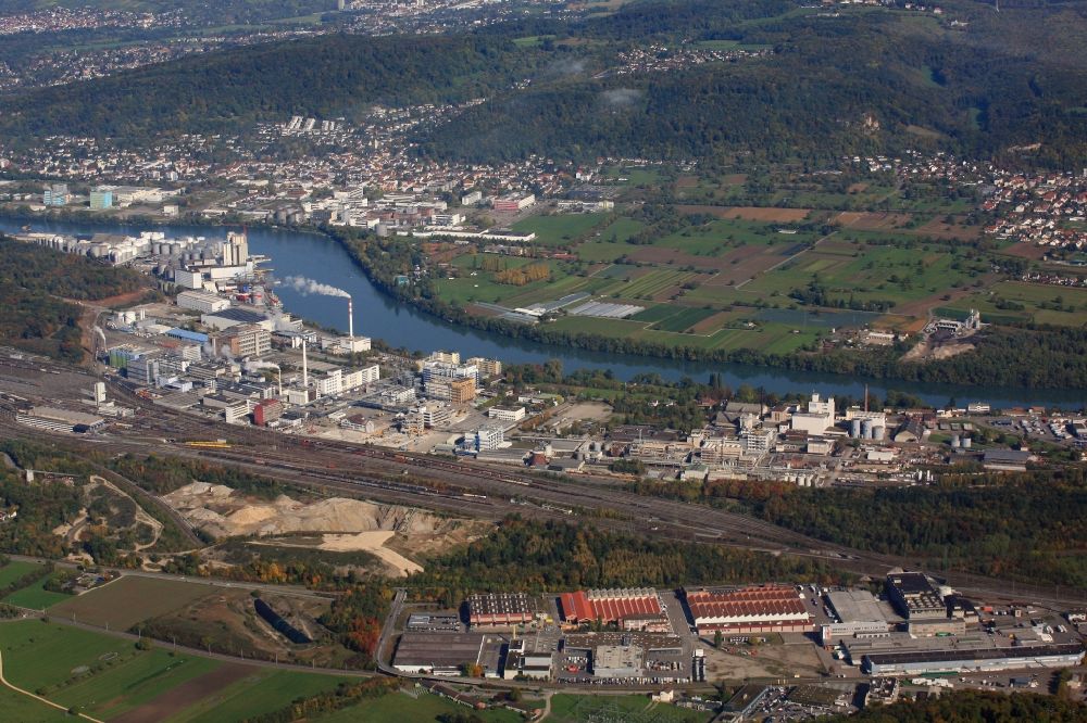 Aerial photograph Pratteln - Industrial and commercial area Infrapark Basle in Pratteln in the canton Basel-Landschaft, Switzerland