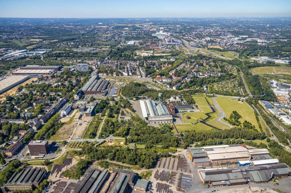 Bochum from above - Industrial and commercial area between Bessemerstrasse - Alleestrasse - Obere Stahlindustrie in Bochum in the state North Rhine-Westphalia, Germany