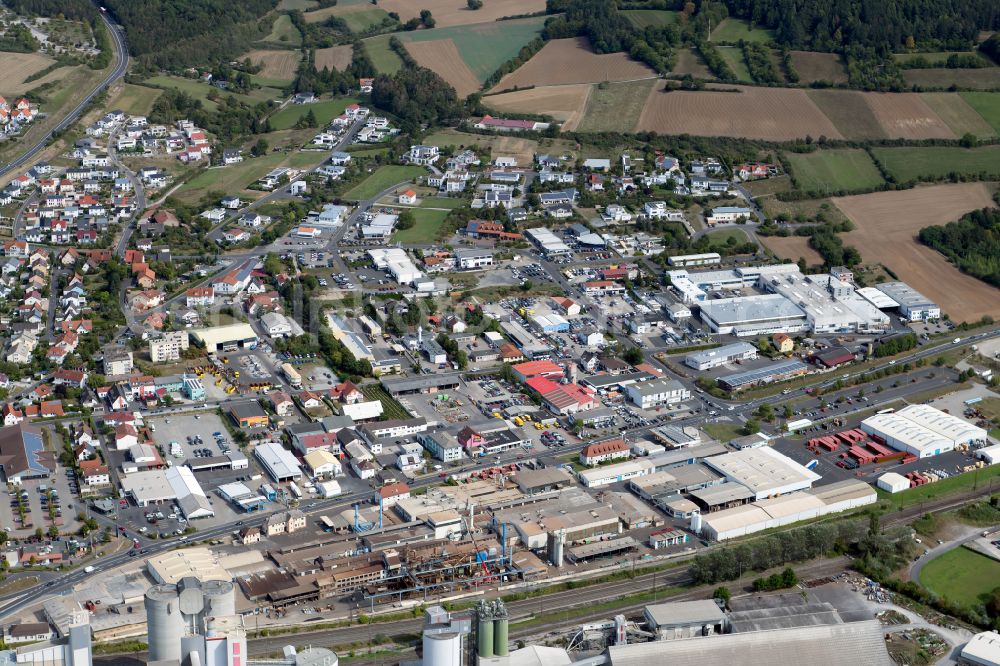 Aerial photograph Karlstadt - Industrial and commercial area in the district Laudenbach in Karlstadt in the state Bavaria, Germany