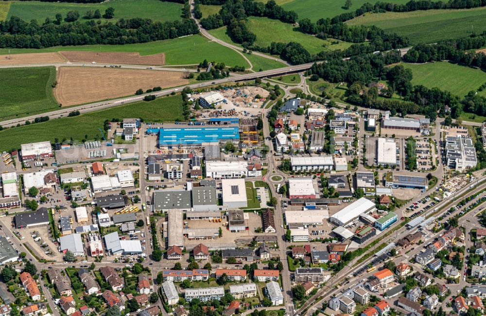 Kirchzarten from the bird's eye view: Industrial and commercial area in Kirchzarten in the state Baden-Wurttemberg, Germany
