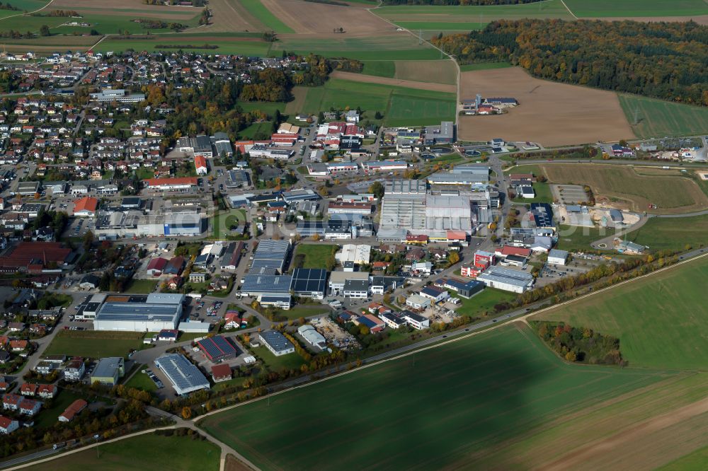 Laichingen from the bird's eye view: Industrial and commercial area in Laichingen in the state Baden-Wuerttemberg, Germany