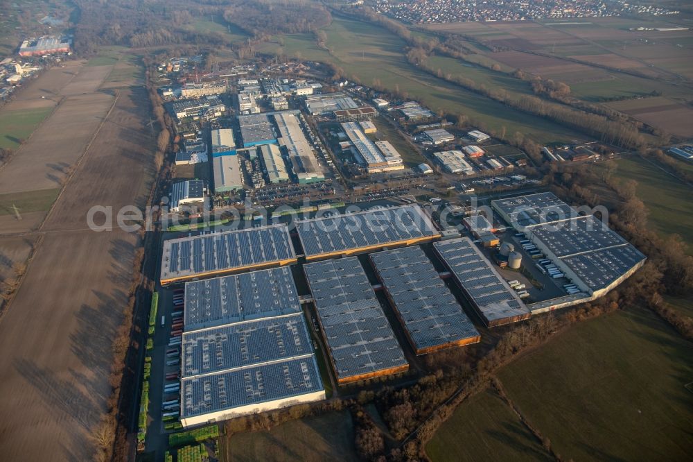 Landau in der Pfalz from the bird's eye view: Industrial and commercial area Landau Ost with Michelin Tires and APL Automobil-Prueftechnik Landau GmbH in Landau in der Pfalz in the state Rhineland-Palatinate, Germany
