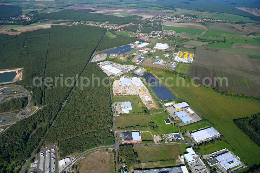 Aerial photograph Linthe - Industrial and commercial area in Linthe in the state Brandenburg, Germany