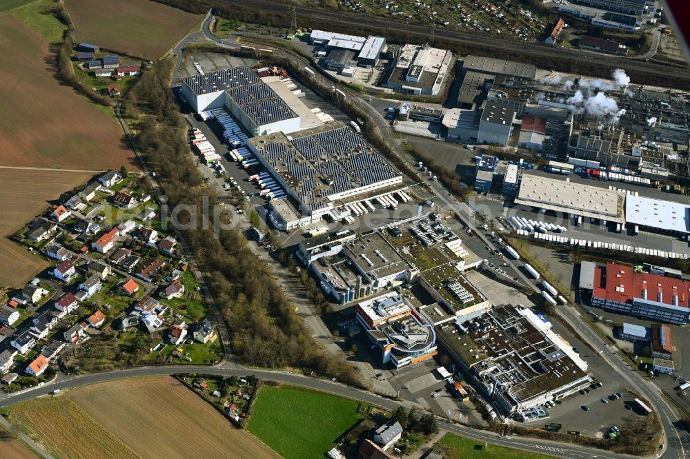 Aerial photograph Fulda - Industrial and commercial area with logistic center on Hermann-Muth-Strasse in the district Frauenberg in Fulda in the state Hesse, Germany