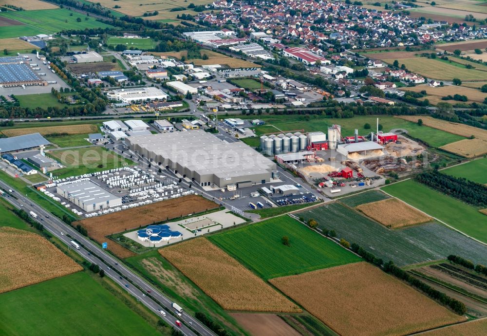 Mahlberg from above - Industrial and commercial area Dyn A5 Interkommunal in Mahlberg in the state Baden-Wuerttemberg, Germany