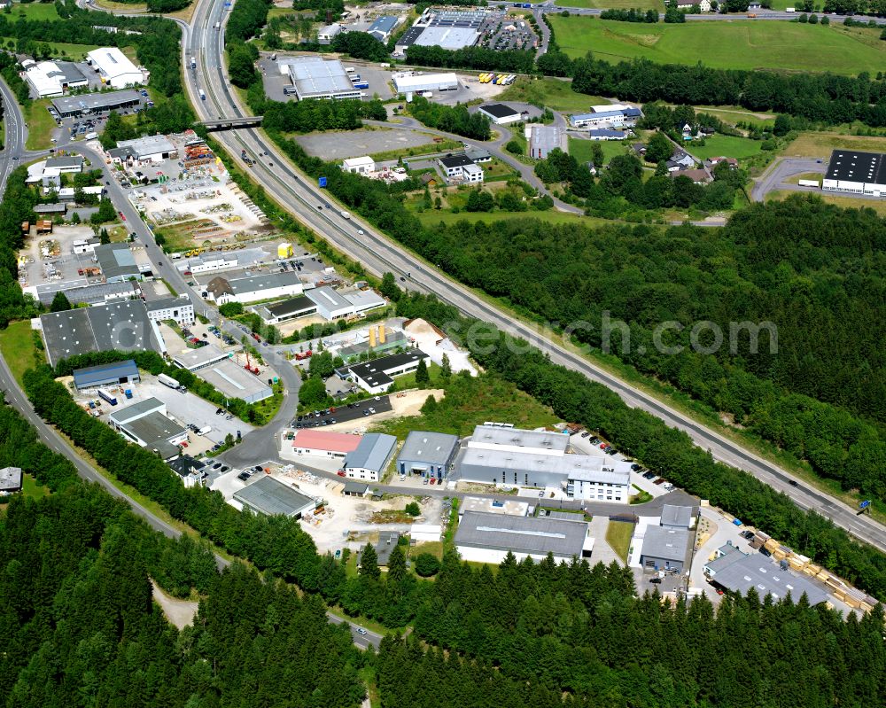 Aerial image Meinerzhagen - Industrial and commercial area on street Am Rottland in the district Nordhellen in Meinerzhagen in the state North Rhine-Westphalia, Germany