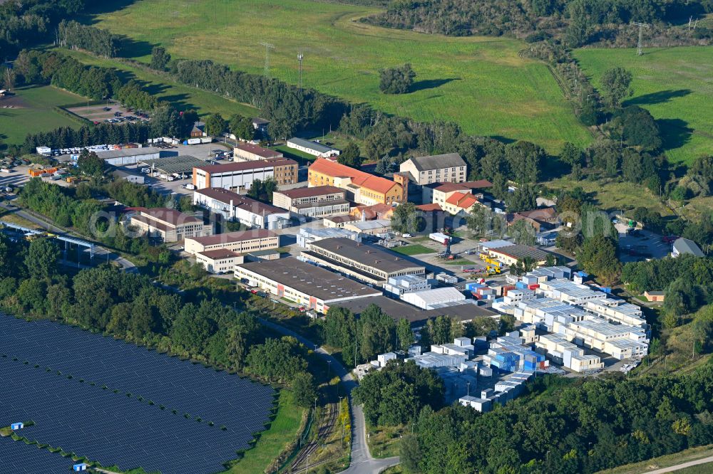 Aerial image Mittenwalde - Industrial and commercial area on street Am Kanal in the district Telz in Mittenwalde in the state Brandenburg, Germany