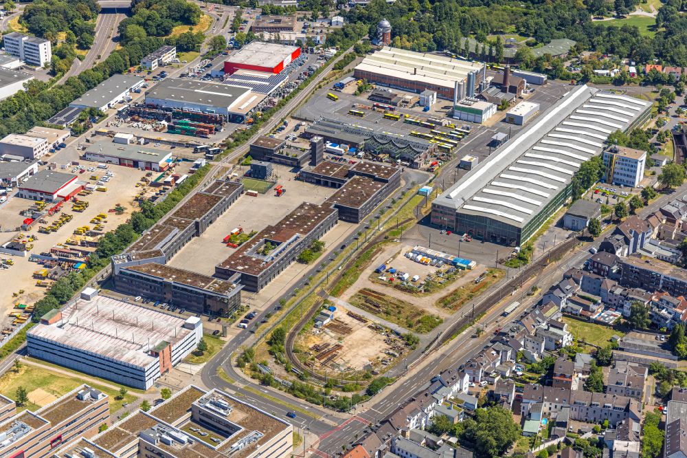 Aerial photograph Mülheim an der Ruhr - Industrial and commercial area between Duisburger Strasse und Weseler Strasse in Muelheim on the Ruhr in the state of North Rhine-Westphalia