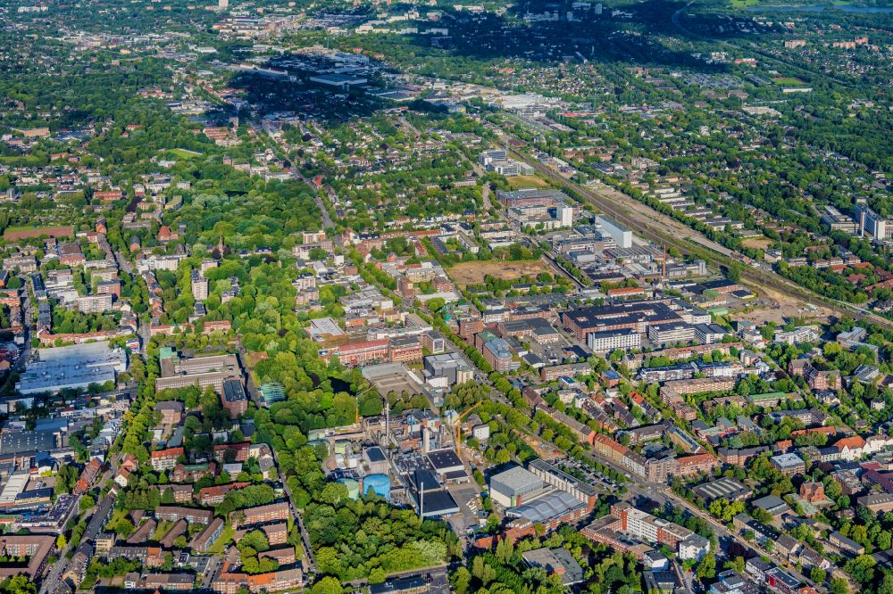 Hamburg from above - Industrial and commercial area on Neumarkt in the district Wandsbek in Hamburg, Germany