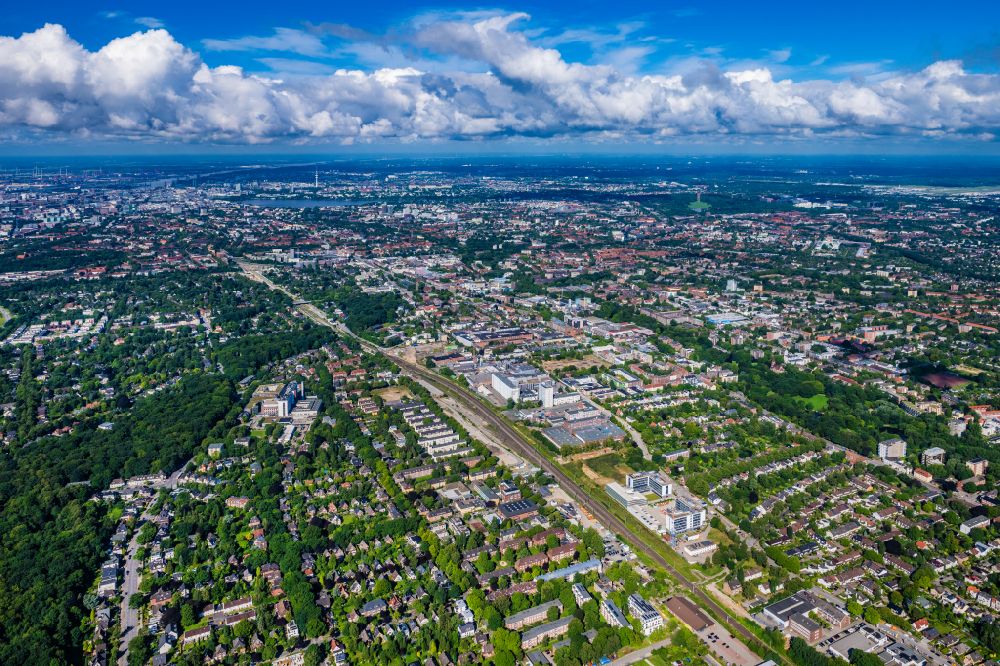 Aerial image Hamburg - Industrial and commercial area on Neumarkt in the district Wandsbek in Hamburg, Germany