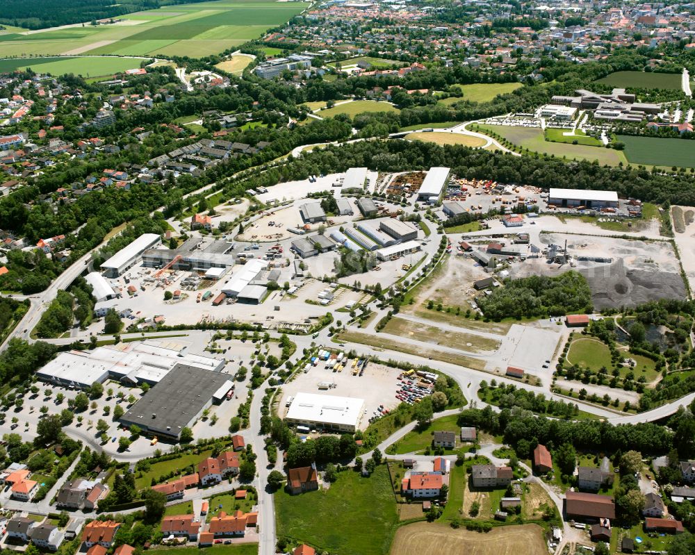 Neuötting from above - Industrial and commercial area in Neuötting in the state Bavaria, Germany