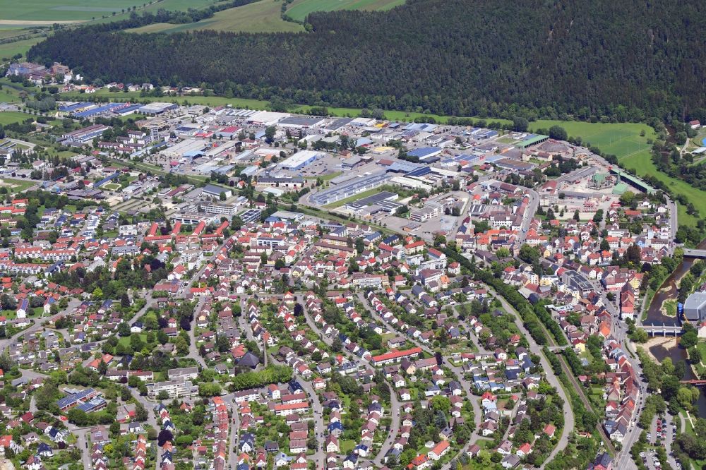 Tuttlingen from above - Industrial and commercial area North in Tuttlingen in the state Baden-Wuerttemberg, Germany