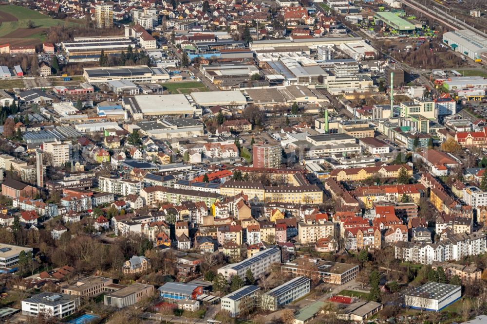 Offenburg from the bird's eye view: Industrial and commercial area Tesa factory in Offenburg in the state Baden-Wurttemberg, Germany