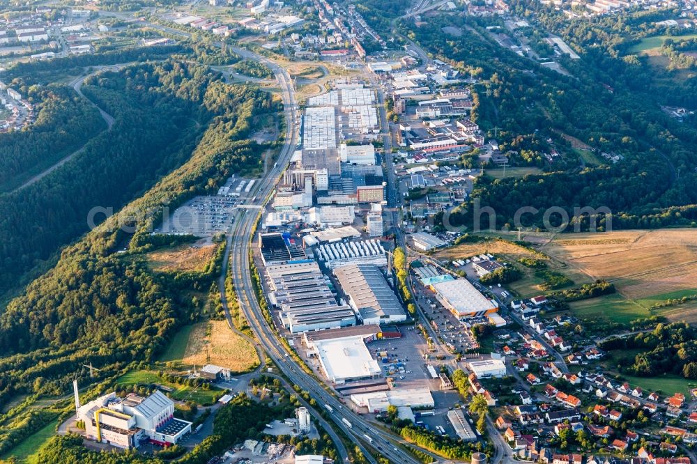 Pirmasens from the bird's eye view: Industrial and commercial area in the district Fehrbach in Pirmasens in the state Rhineland-Palatinate, Germany