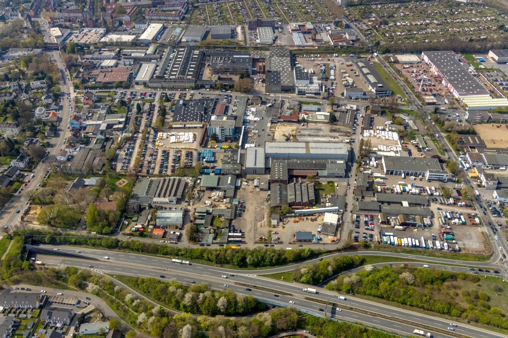Dortmund from the bird's eye view: Industrial and commercial area in the district Wambel in Dortmund in the state North Rhine-Westphalia, Germany
