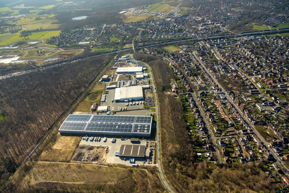 Aerial photograph Castrop-Rauxel - Industrial and commercial area on Rapensweg in the district Ickern in Castrop-Rauxel in the state North Rhine-Westphalia, Germany