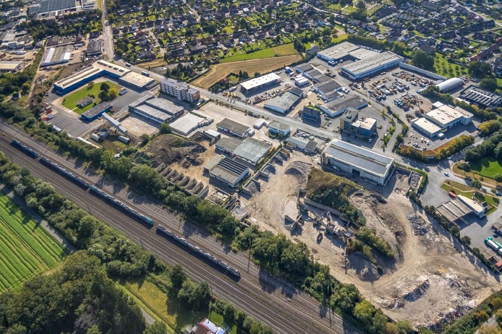 Aerial image Hamm - Industrial and commercial area along Roemerstrasse in the Bockum-Hoevel part of Hamm at Ruhrgebiet in the state of North Rhine-Westphalia