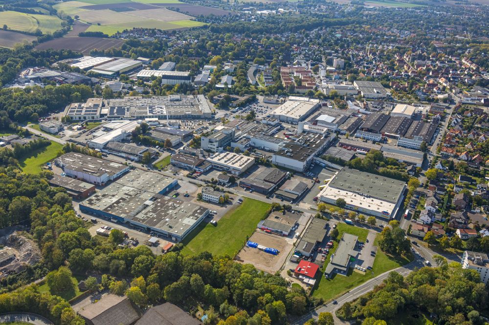 Aerial image Soest - Industrial and commercial area on street Coesterweg - Lange Wende in Soest in the state North Rhine-Westphalia, Germany