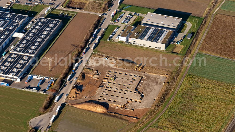 Aerial photograph Schutterwald - Industrial and commercial area Oestlich of BAB 5 in Schutterwald in the state Baden-Wuerttemberg, Germany