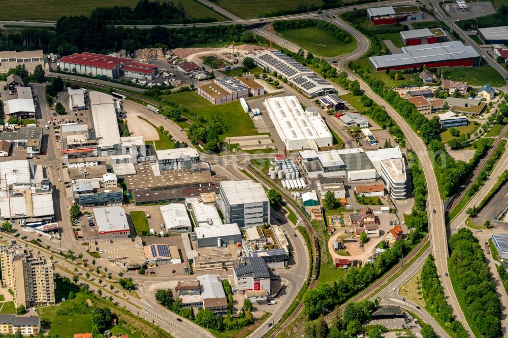 Freudenstadt from above - Industrial and commercial area on Stuttgarter Strasse in Freudenstadt in the state Baden-Wuerttemberg, Germany